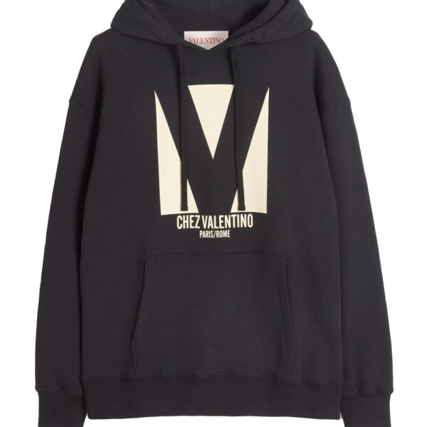 Valentino Mens Chez Print Hoodie in Black Cotton - Size Small