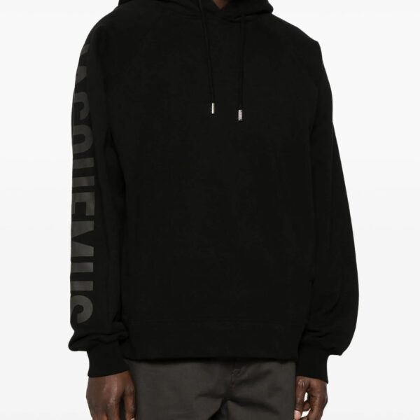 Jacquemus Mens Le Typo Hoodie in Black Cotton - Size Small