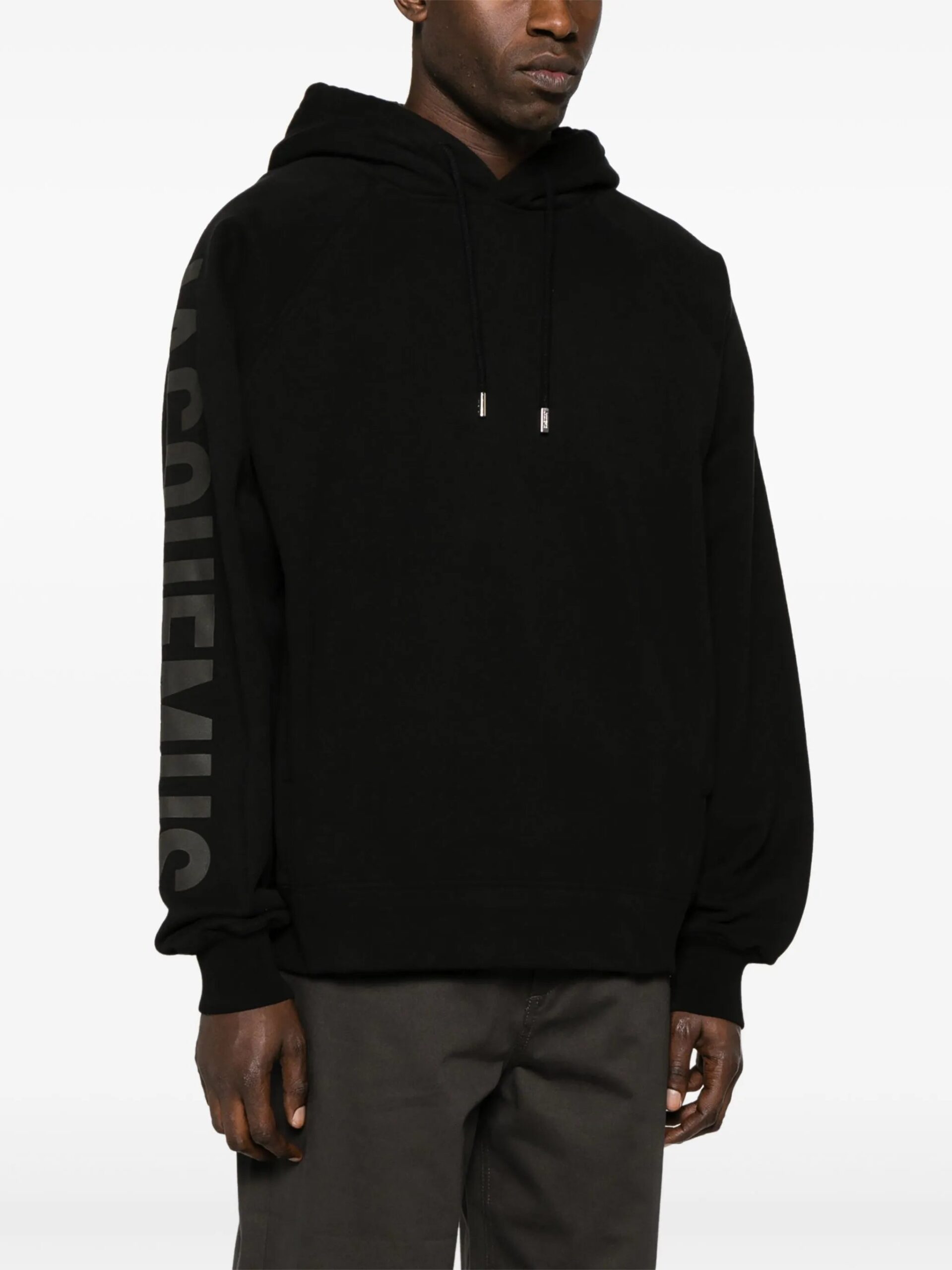 Jacquemus Mens Le Typo Hoodie in Black Cotton - Size Small