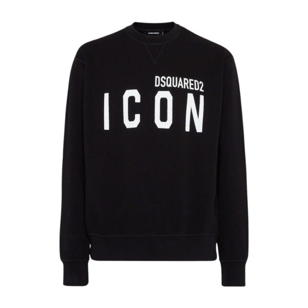 Dsquared2 Mens Black Crew Neck Sweatshirt Large White Icon Logo Cotton - Size 2XL