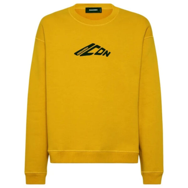 Dsquared2 Mens Icon New Generation Relax Fit Yellow Sweatshirt Cotton - Size X-Large