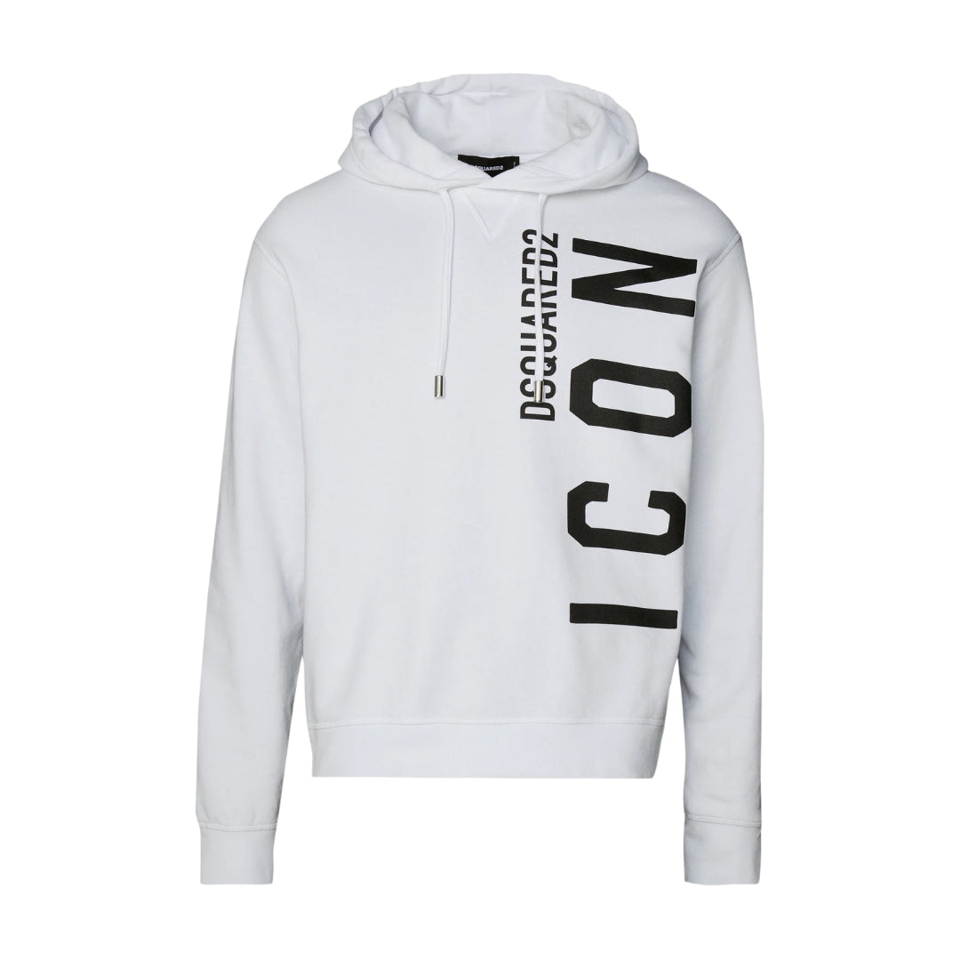 Dsquared2 Mens White Hoodie Large Black Icon Logo Cotton - Size 2XL