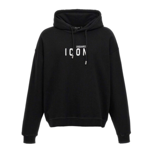 Dsquared2 Mens Relaxed Black Hoodie White Icon Logo Cotton - Size Medium