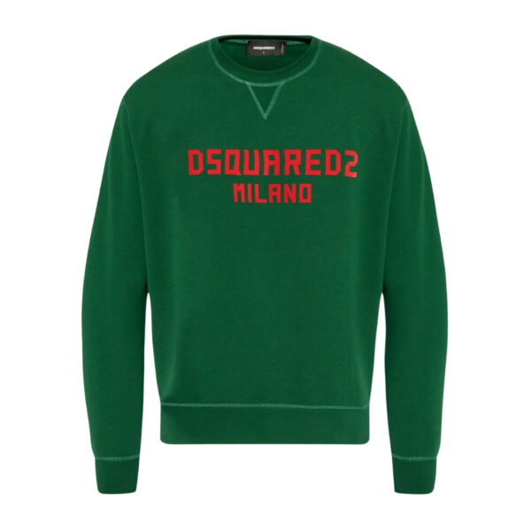 Dsquared2 Mens Milano Logo Cool Fit Green Sweatshirt Cotton - Size X-Large