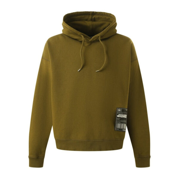 Dsquared2 Mens Patch Design Relaxed Fit Military Green Hoodie Cotton - Size Large