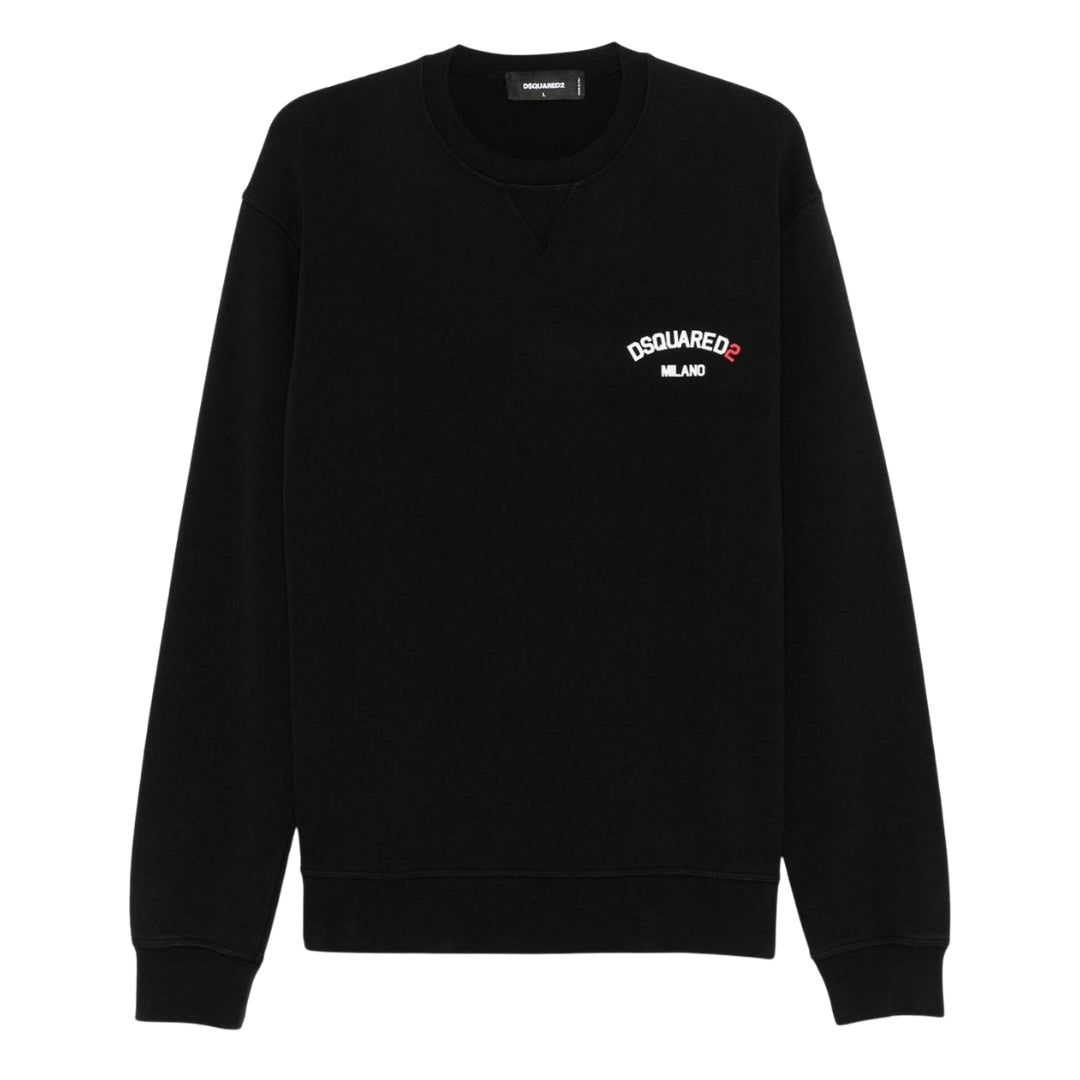 Dsquared2 Mens Small Milano Logo Cool Fit Black Sweatshirt Cotton - Size Medium