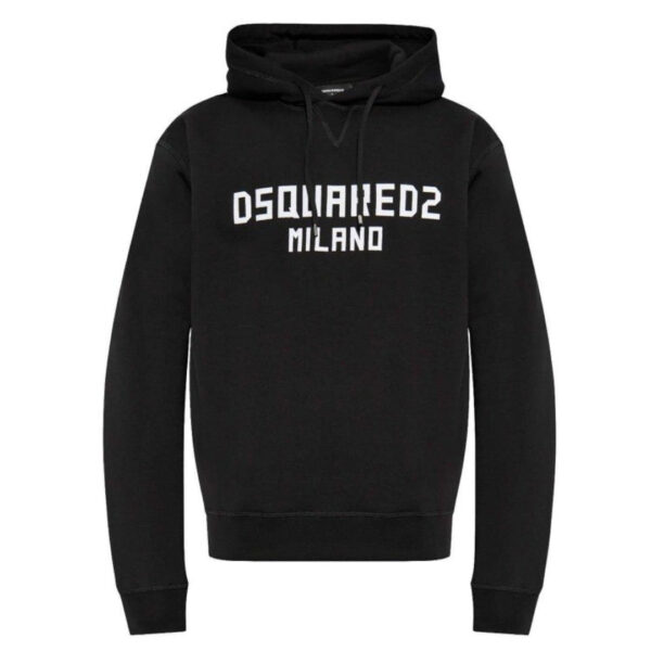 Dsquared2 Mens Milano Logo Cool Fit Black Hoodie Cotton - Size Small