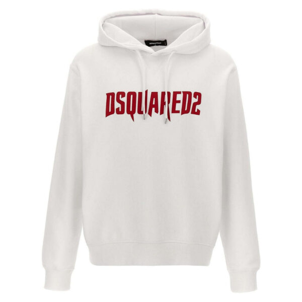 Dsquared2 Mens Horror Logo White Hoodie Cotton - Size X-Large