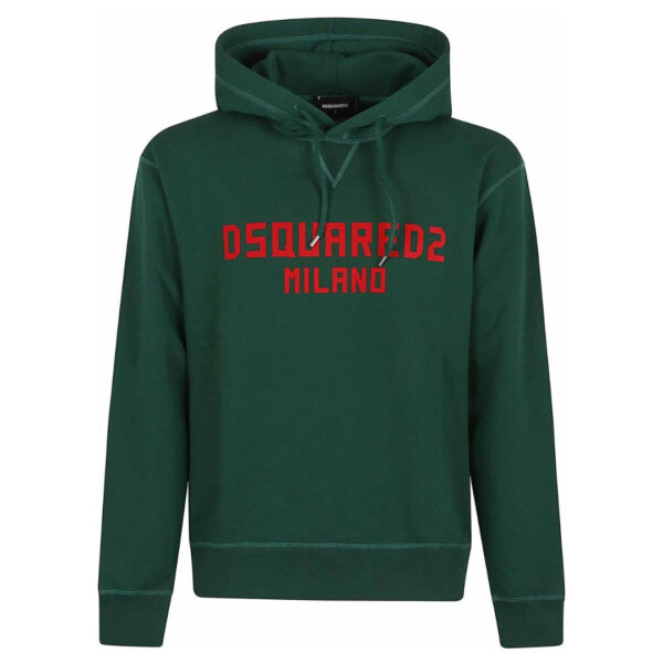 Dsquared2 Mens Milano Logo Cool Fit Green Hoodie Cotton - Size X-Large