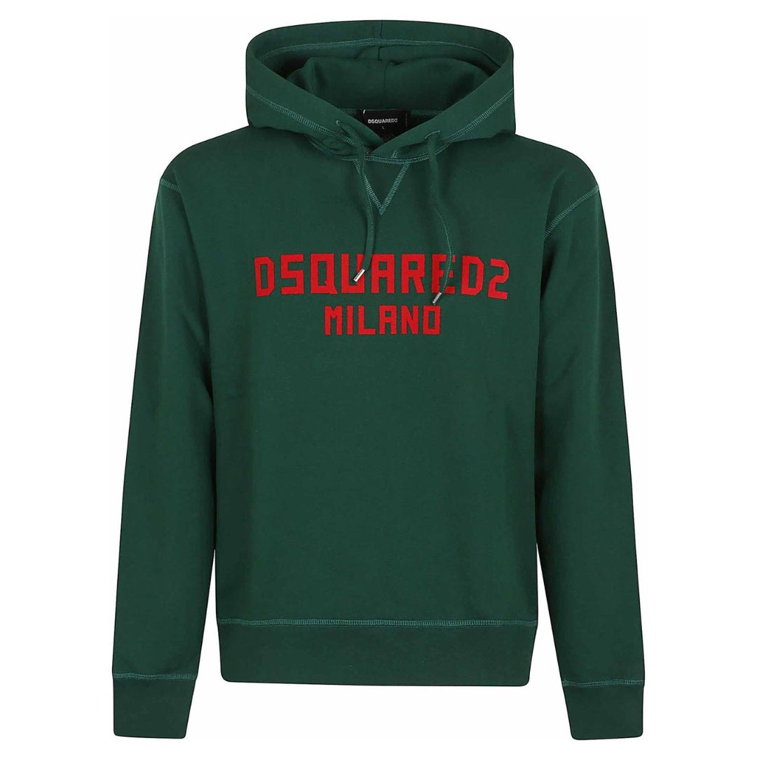 Dsquared2 Mens Milano Logo Cool Fit Green Hoodie Cotton - Size X-Large