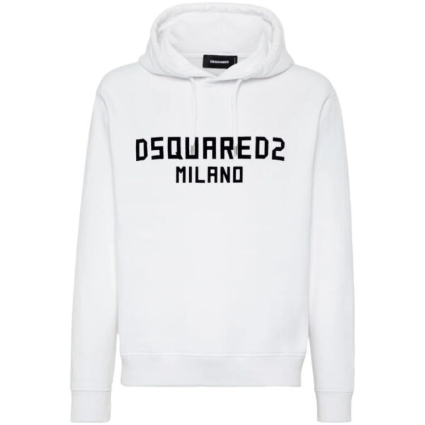 Dsquared2 Mens Milano Logo Cool Fit White Hoodie Cotton - Size 2XL