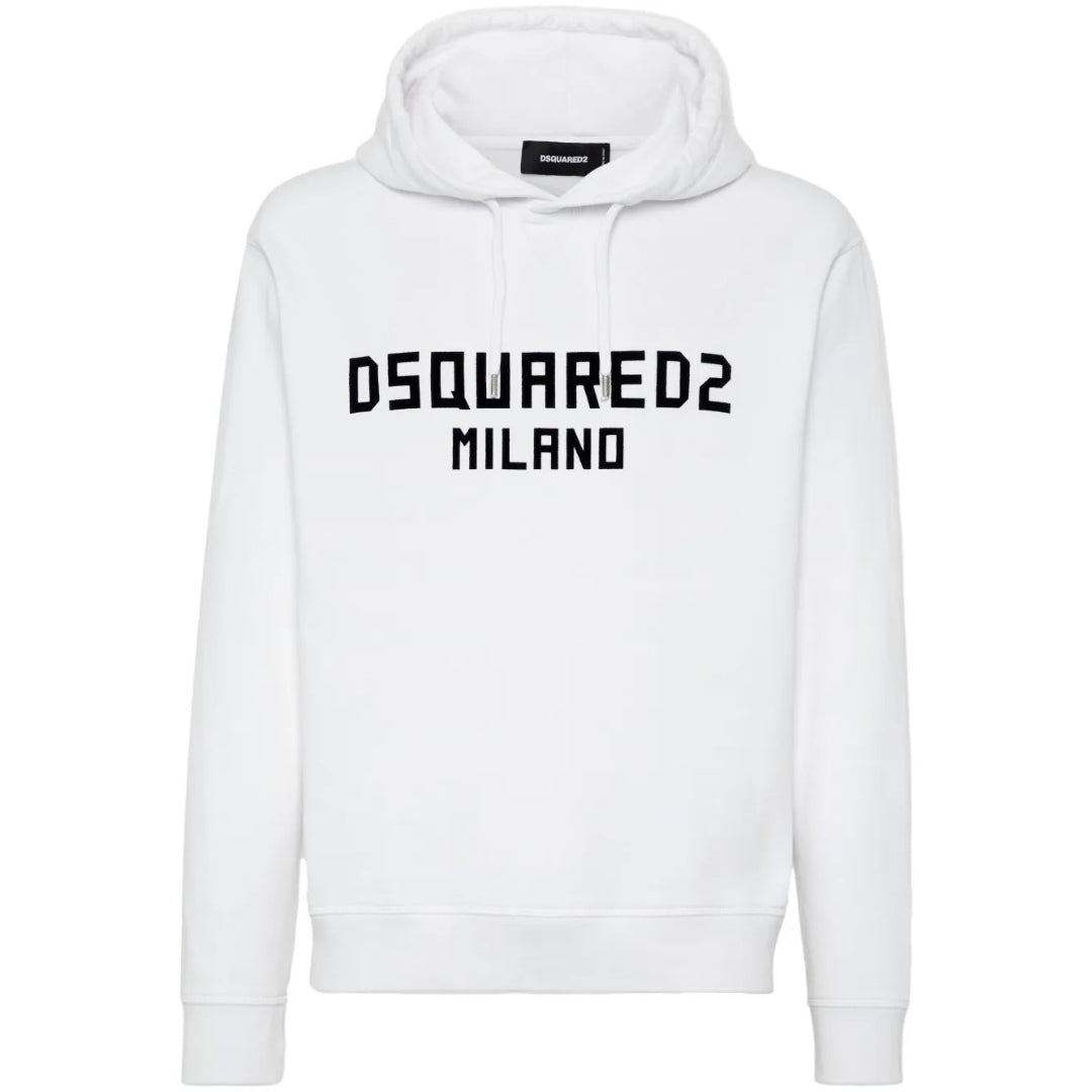 Dsquared2 Mens Milano Logo Cool Fit White Hoodie Cotton - Size 2XL