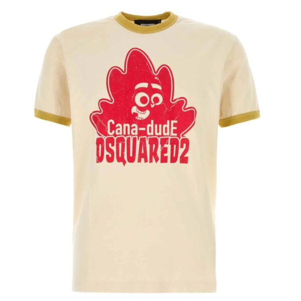 Dsquared2 Mens Cana-dude Logo Milk T-shirt - Brown Cotton - Size X-Large