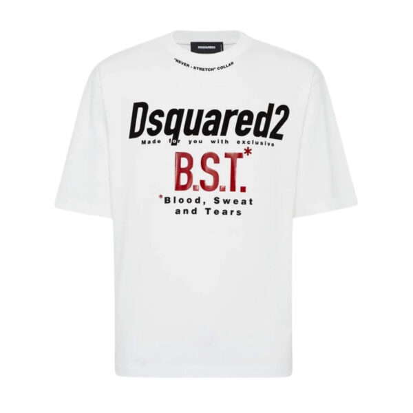 Dsquared2 Mens Bloody Sweat Tears White T-shirt Cotton - Size Medium