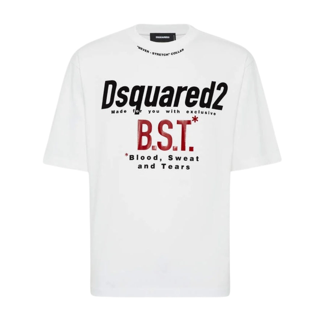 Dsquared2 Mens Bloody Sweat Tears White T-shirt Cotton - Size Medium