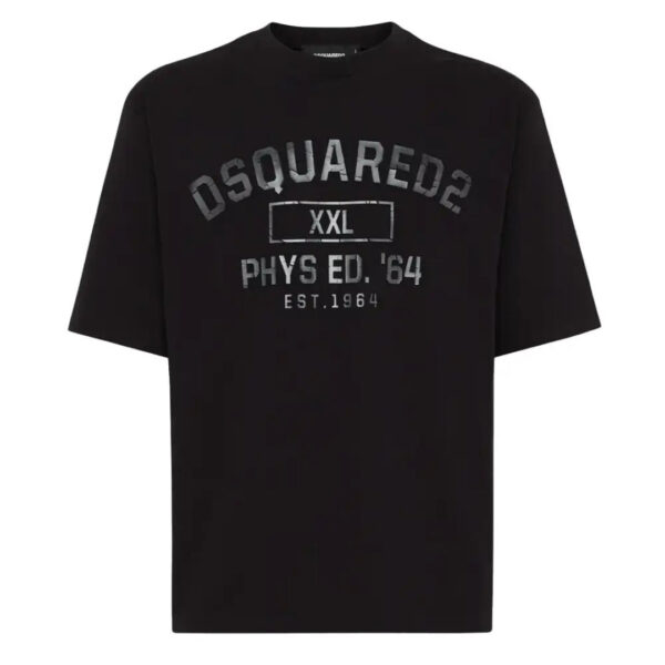 Dsquared2 Mens Phys Ed Logo Black T-shirt Cotton - Size X-Large
