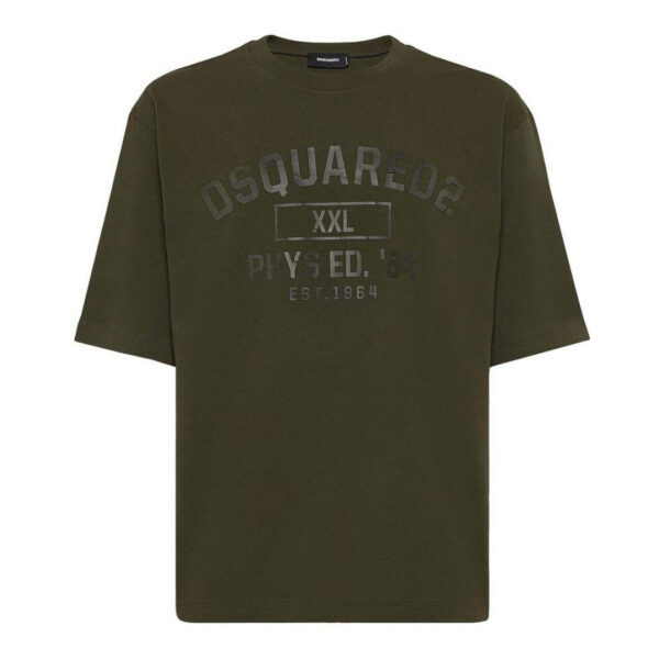 Dsquared2 Mens Phys Ed Logo Military Green T-shirt Cotton - Size Medium