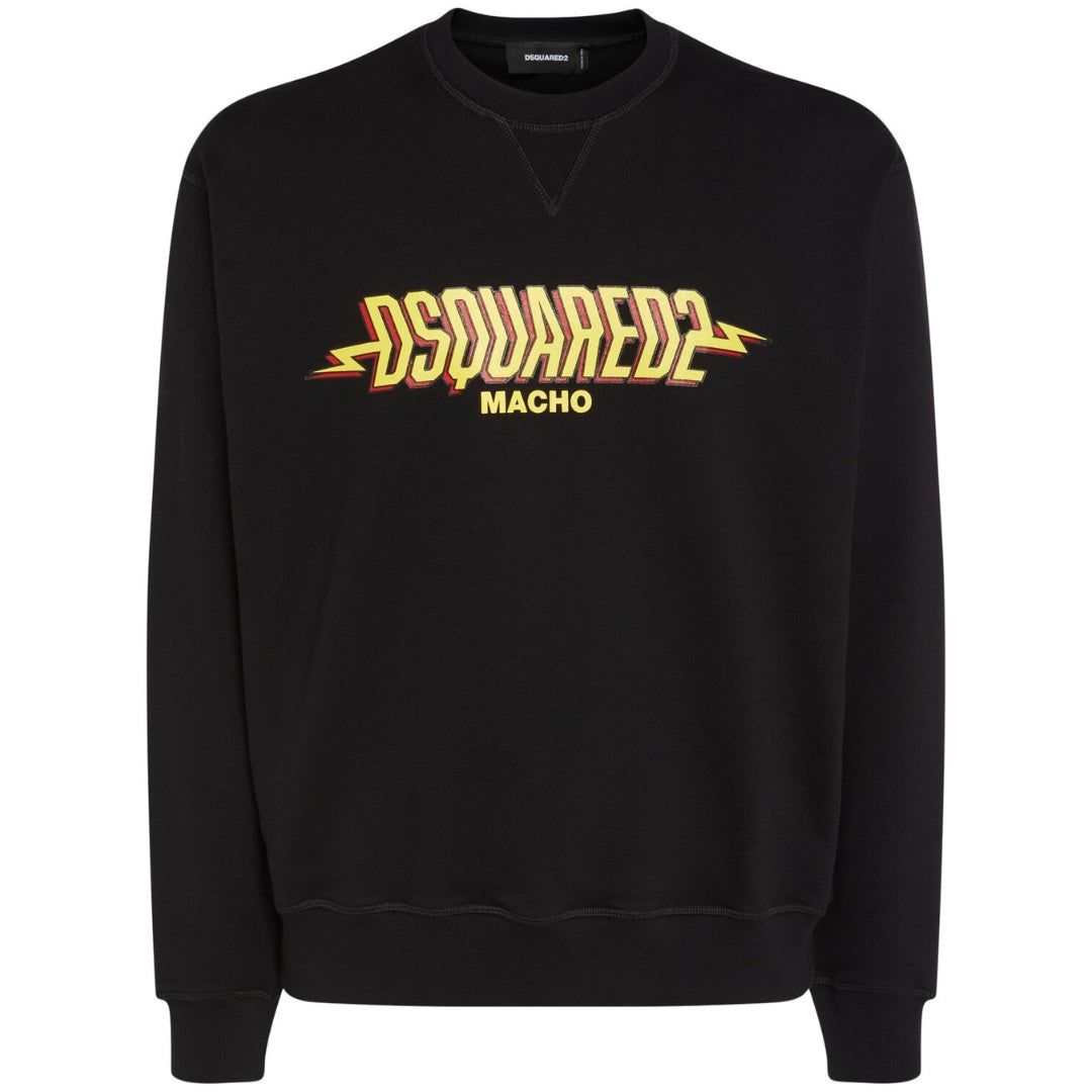 Dsquared2 Mens Macho Logo Black Sweatshirt Cotton - Size Small