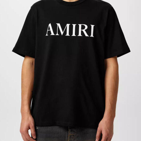 Amiri Mens Logo T-Shirt in Black Cotton - Size Small