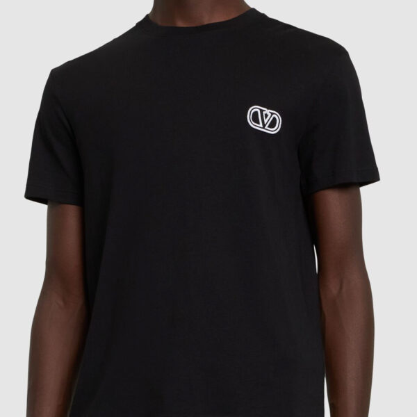 Valentino Mens VLogo Signature Patch T-Shirt in Black Cotton - Size X-Large