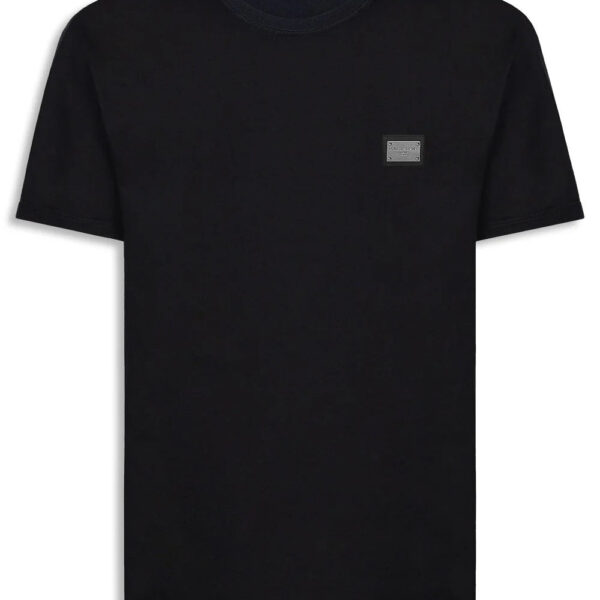 Dolce & Gabbana Mens Silver Plaque T-Shirt in Blue Cotton - Size X-Large