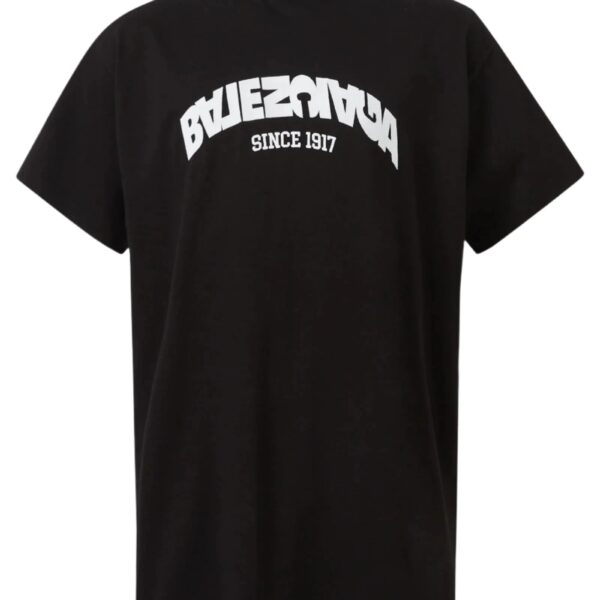 Balenciaga Mens Back Flip Logo T-shirt in Black Cotton - Size X-Small