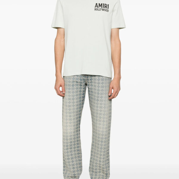 Amiri Mens Jazz Wolf T-Shirt in White Cotton - Size Small