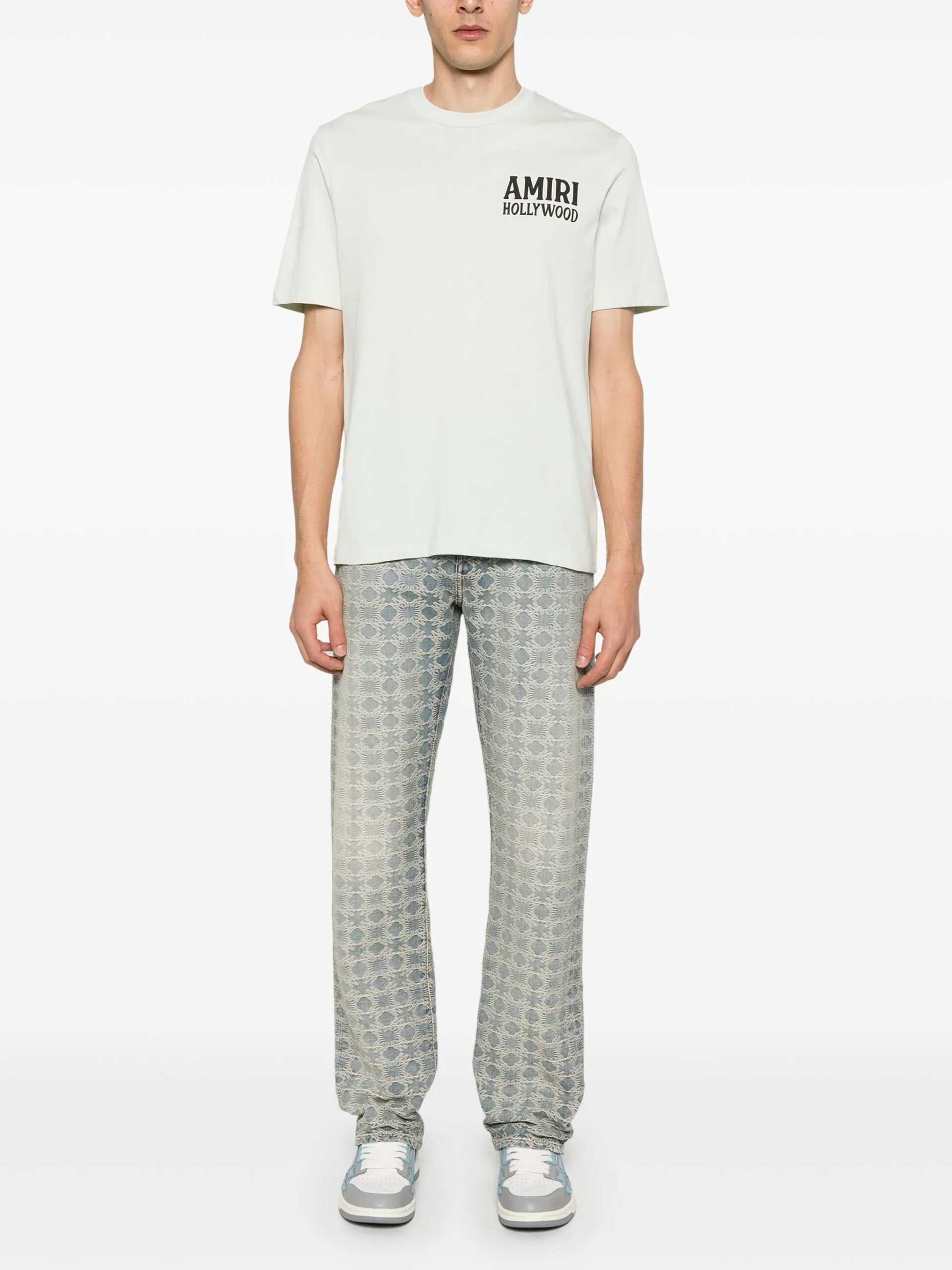 Amiri Mens Jazz Wolf T-Shirt in White Cotton - Size Small