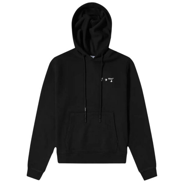 Off-White Mens Monotone Arrow Logo On Back Black Hoodie Cotton - Size Medium