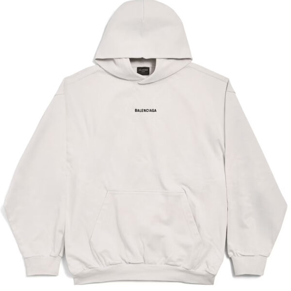 Balenciaga Mens New Back Hoodie in White - Size Medium