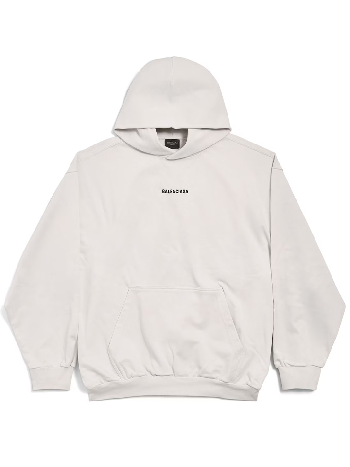 Balenciaga Mens New Back Hoodie in White - Size Medium