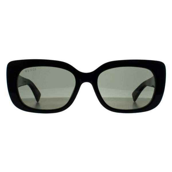 Gucci Rectangle Womens Shiny Black Grey GG1979SK - One Size