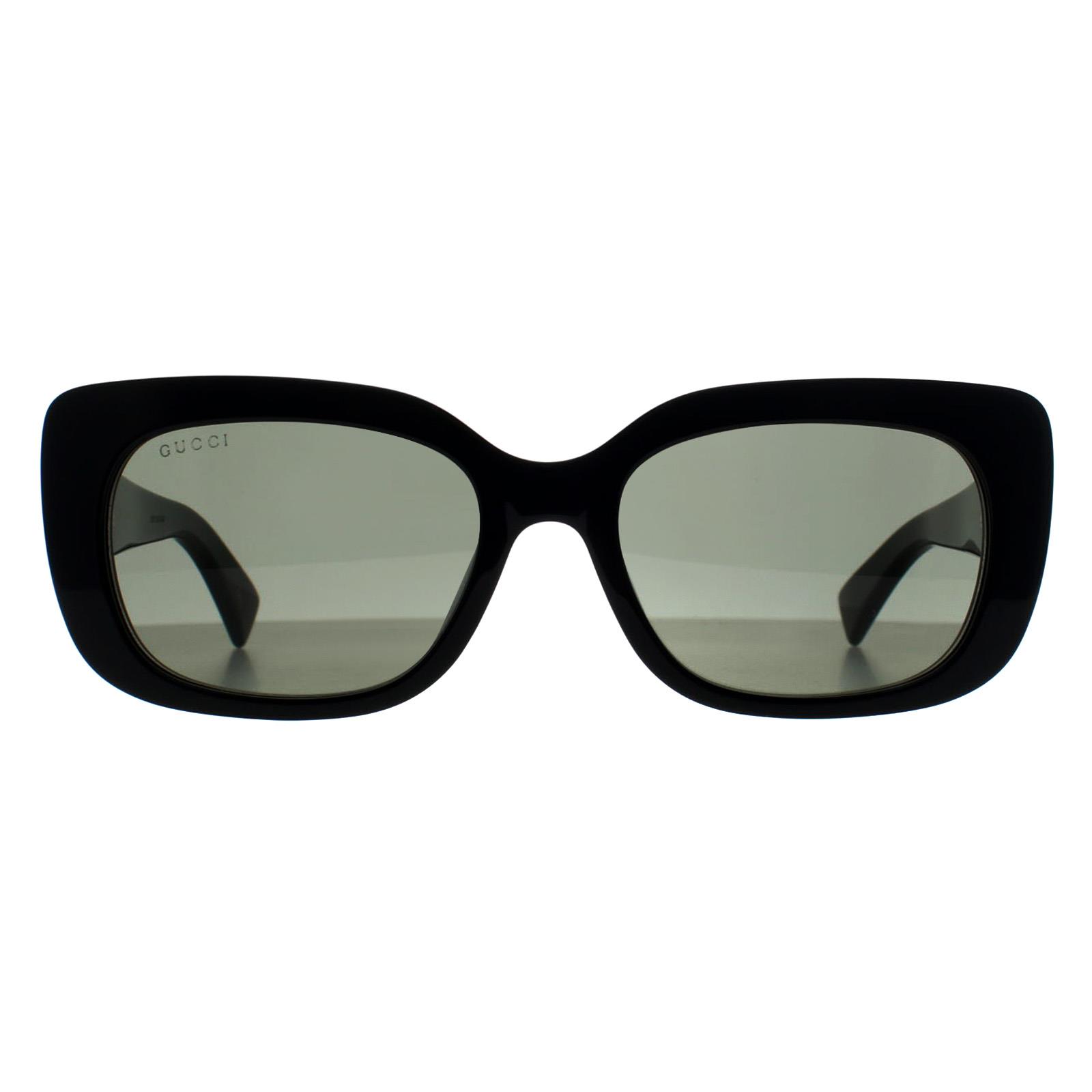 Gucci Rectangle Womens Shiny Black Grey GG1979SK - One Size