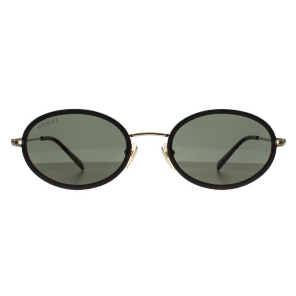Gucci Oval Womens Black Gold Green GG1980S Metal - One Size
