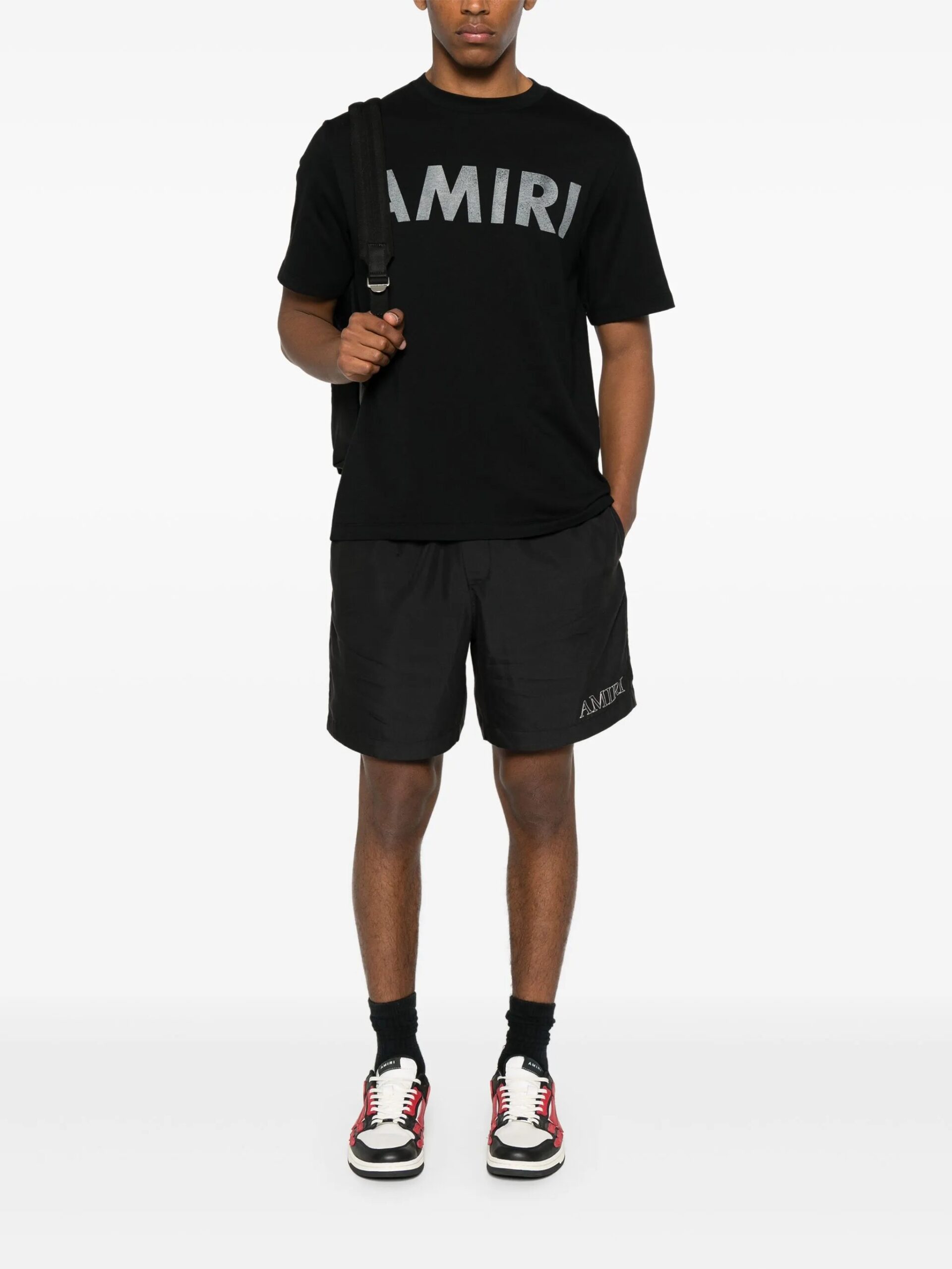 Amiri Mens Logo Print T-Shirt in Black Cotton - Size Medium