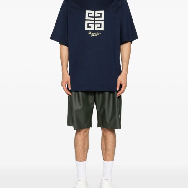 Givenchy Mens 4G 1952 Embroidered Logo T-Shirt in Navy Cotton - Size Large
