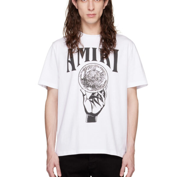 Amiri Mens Crystal Ball Printed T-Shirt in White Cotton - Size Small