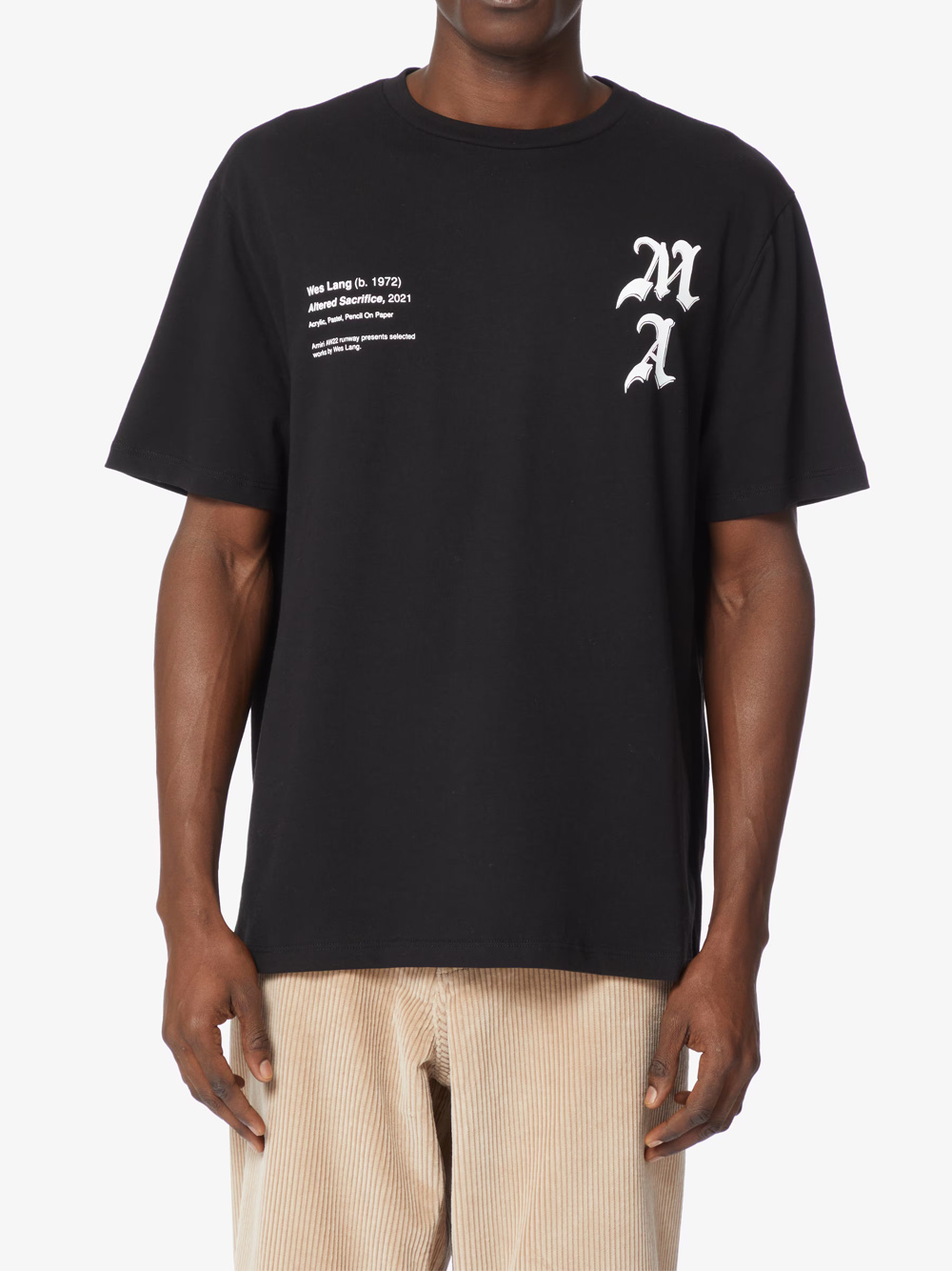 Amiri Mens Wes Lang Checker Skull T-Shirt in Black Cotton - Size Medium