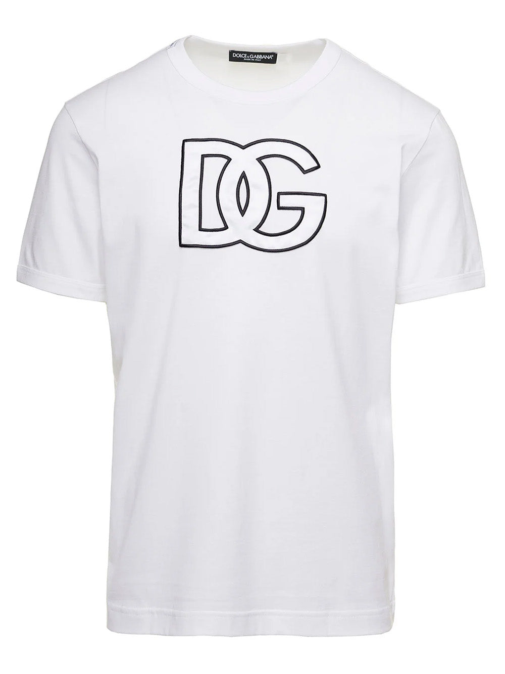Dolce & Gabbana Mens DG Embroidered Logo T-Shirt in White Cotton - Size Small