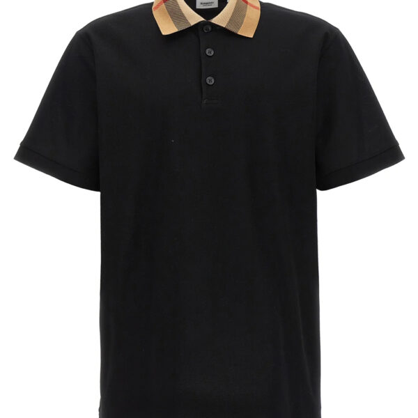 Burberry Mens Vintage Check Print Collar Polo Shirt in Black Cotton - Size Medium