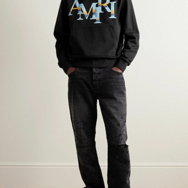 Amiri Mens Chrome Logo Hoodie in Black Cotton - Size Small