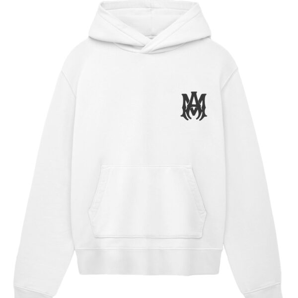 Amiri Mens MA Core Logo Printed Hoodie in White Cotton - Size Large