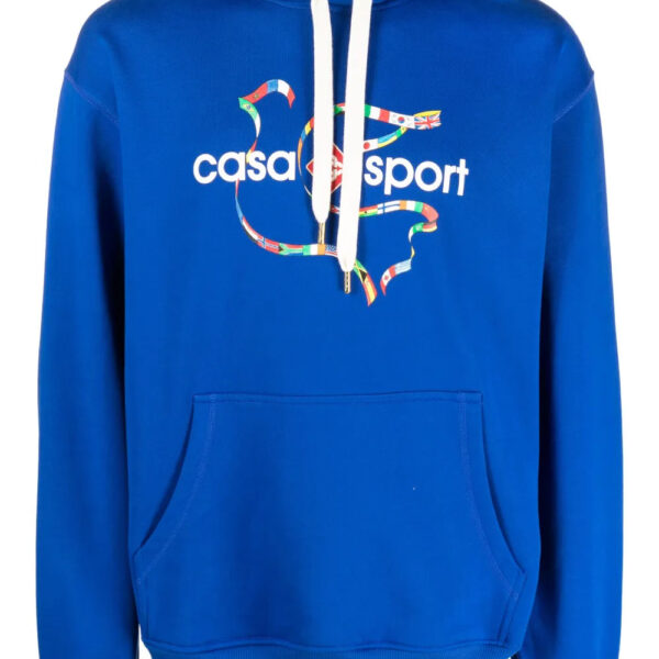 Casablanca Mens Sport Logo Hoodie in Blue Cotton - Size Large