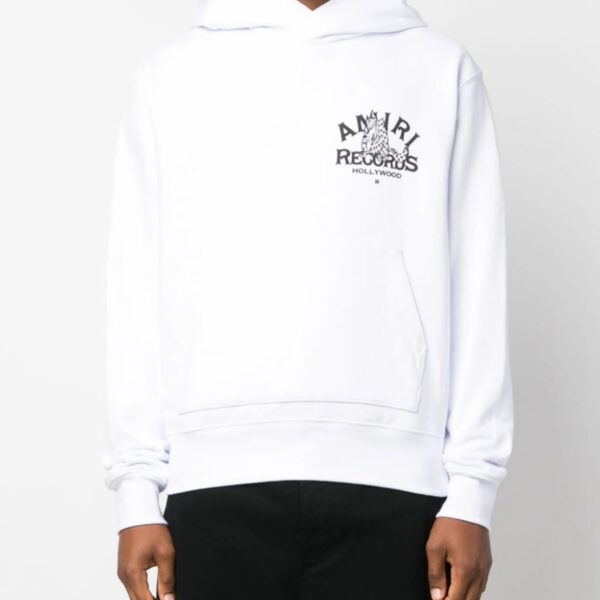 Amiri Mens Records Wolf Hoodie in White Cotton - Size Small