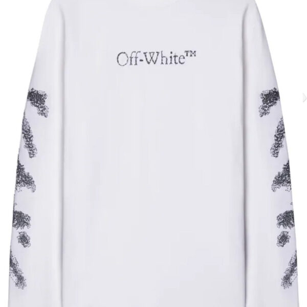 Off-White Mens Diags Bit Book Sweatshirt in White Cotton - Size Medium