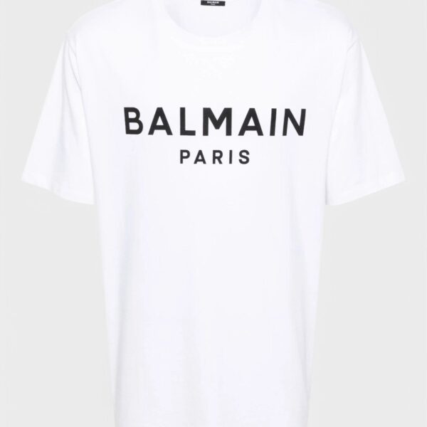 Balmain Mens White Logo Print Cotton T-shirt - Size 2XL