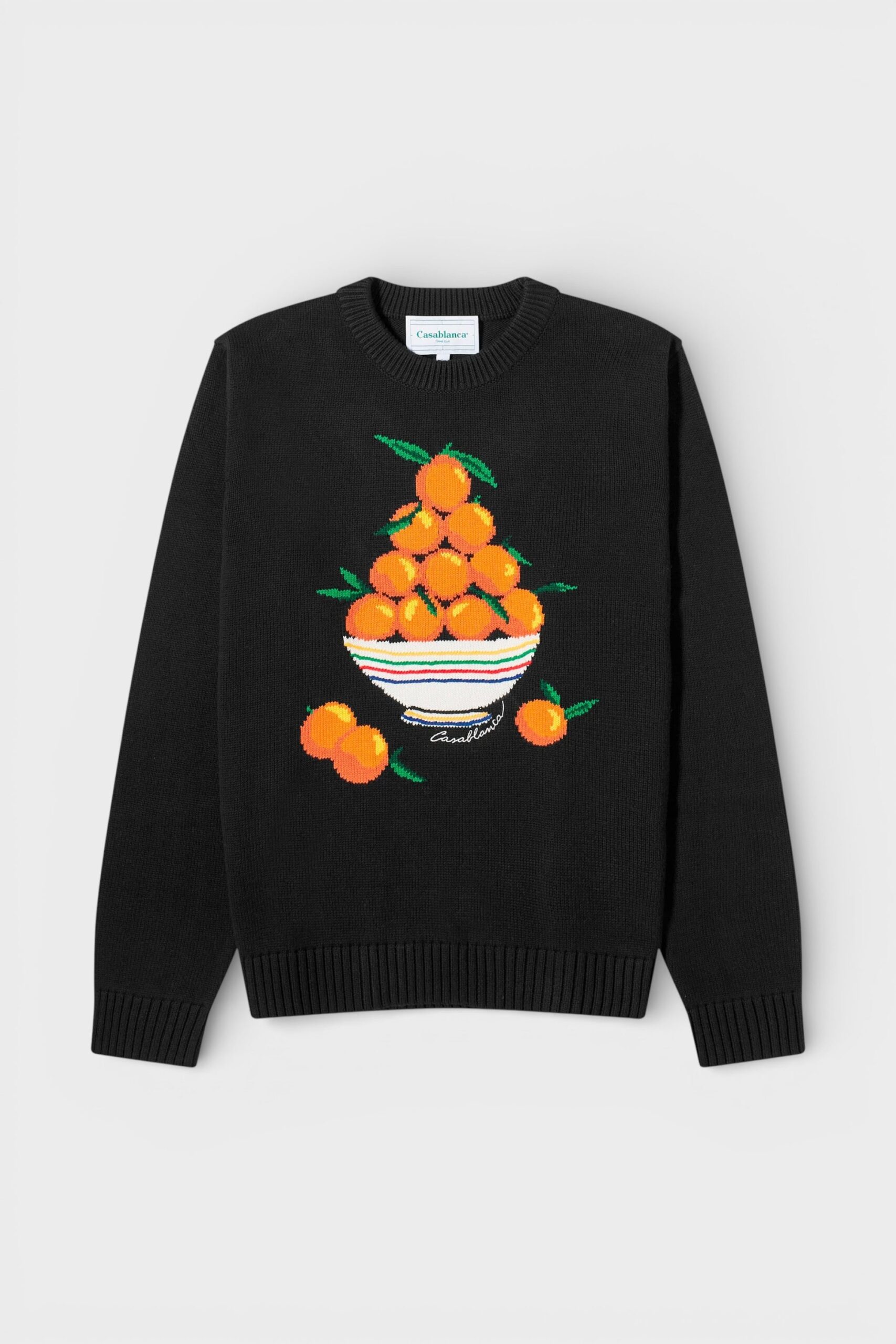 Casablanca Mens Pyramide D'Oranges Intarsia Wool Jumper Black - Size X-Large