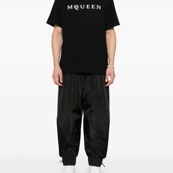 Alexander Mcqueen Mens Flocked Logo T-Shirt in Black Cotton - Size 2XL