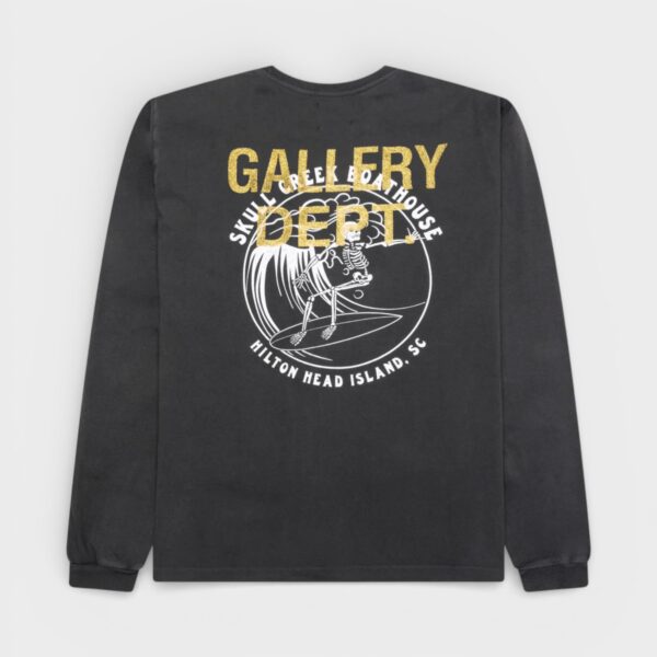 Gallery Dept Mens . Skull Creek Long Sleeve Tee Vintage Black Cotton - Size X-Large