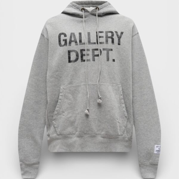 Gallery Dept Mens . Center Logo Hoodie Heather Grey - Size X-Large